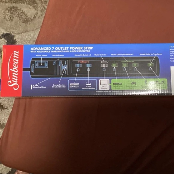 Sunbeam Advanced 7 Outlet Power Strip Bundle NEW - Picture 3 of 5